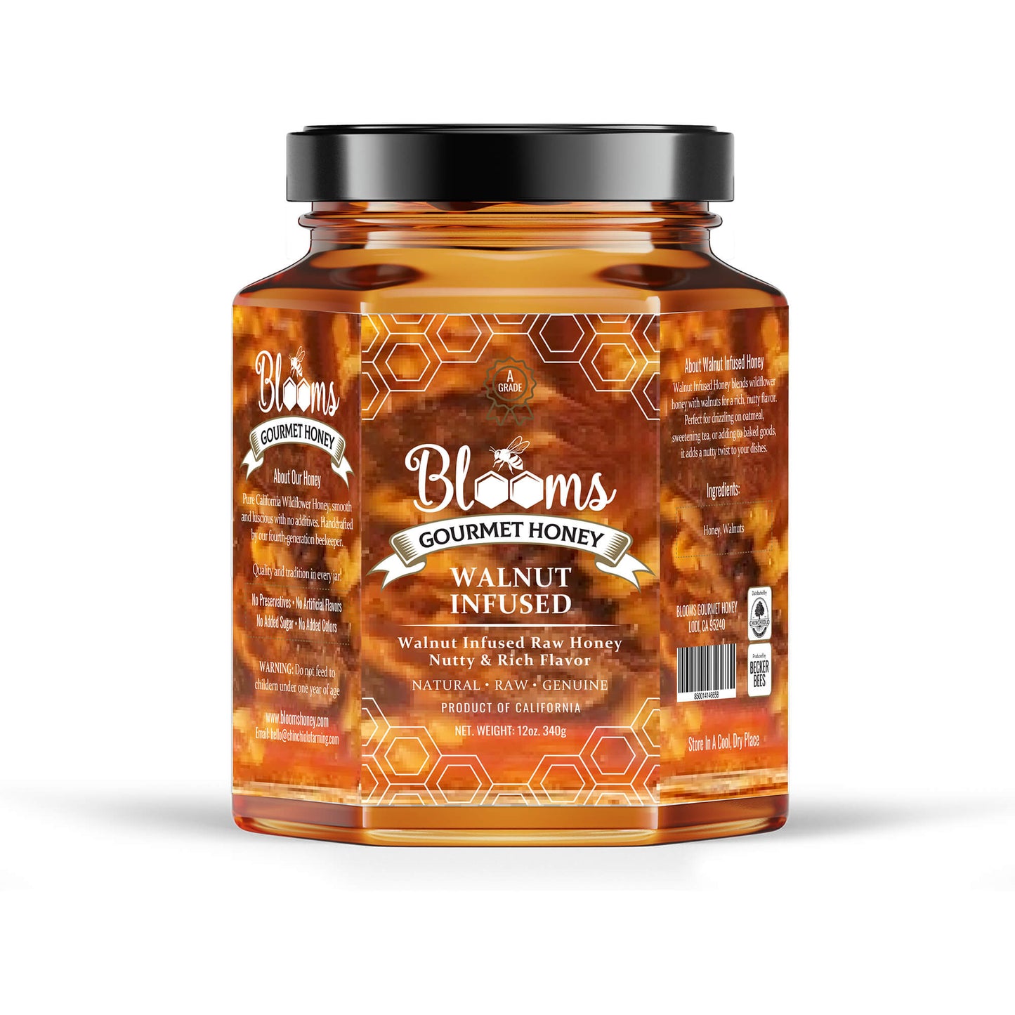 blooms gourmet honey - Walnut Infused Raw Honey