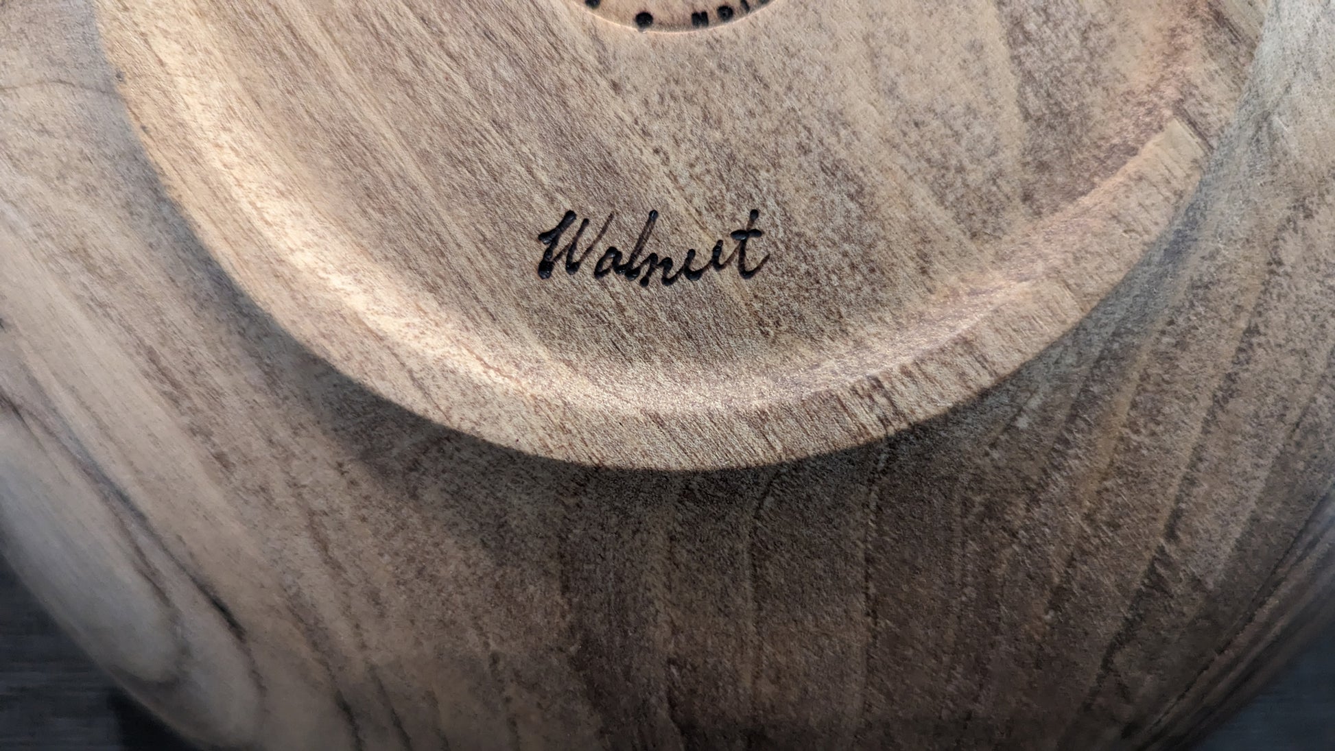 walnut bowl - bottom zoomed